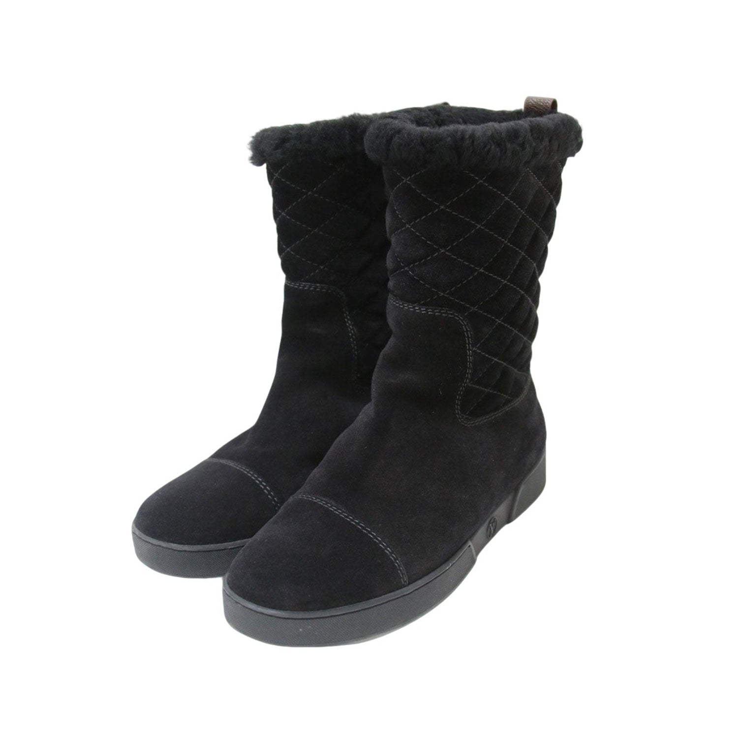 LOUIS VUITTON ショートブーツ モノグラム スエード ボア