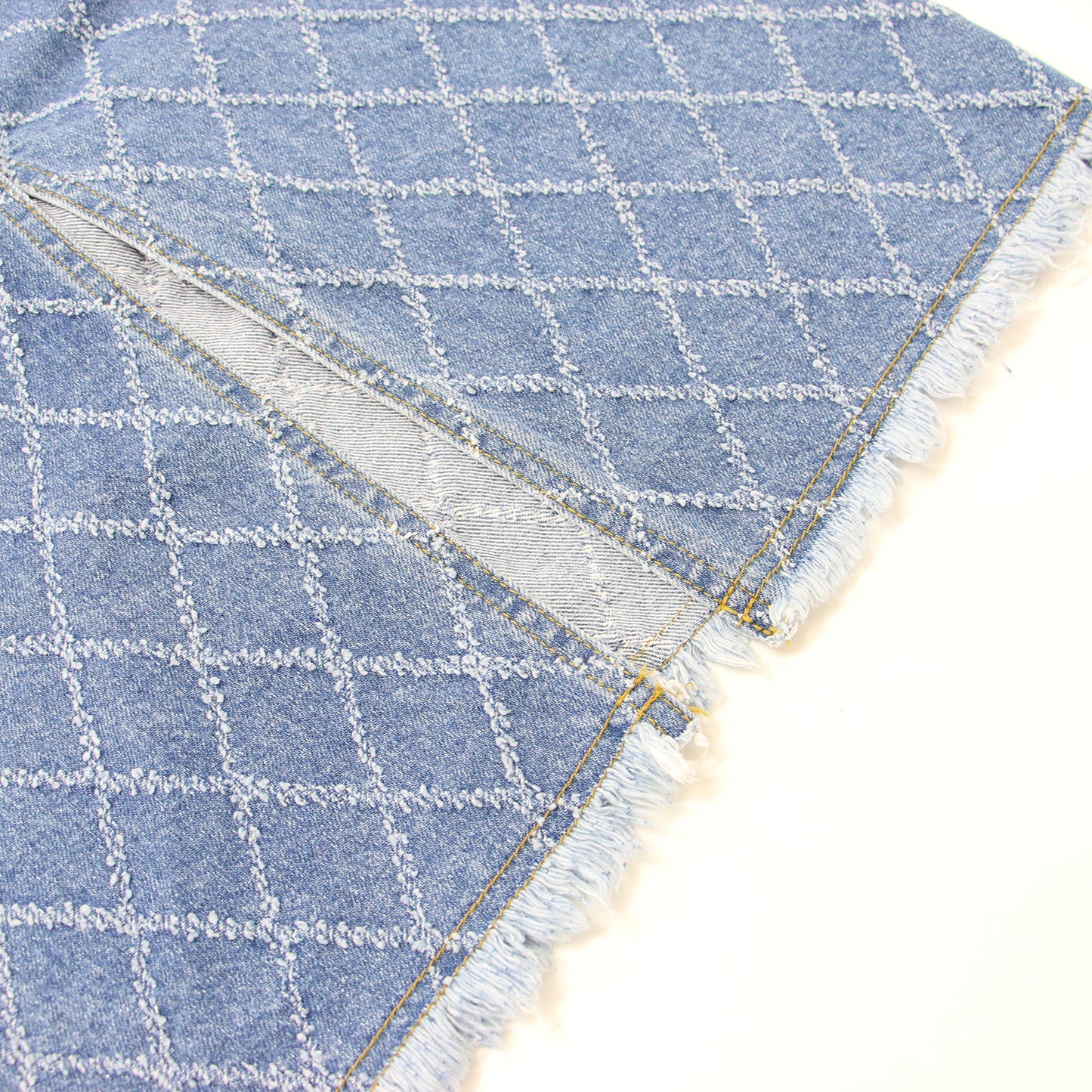 パーファレイテッド デニム スカート / Perforated Denim Skirt ロング丈 ハイウエスト ダイヤ柄 スリット コットン