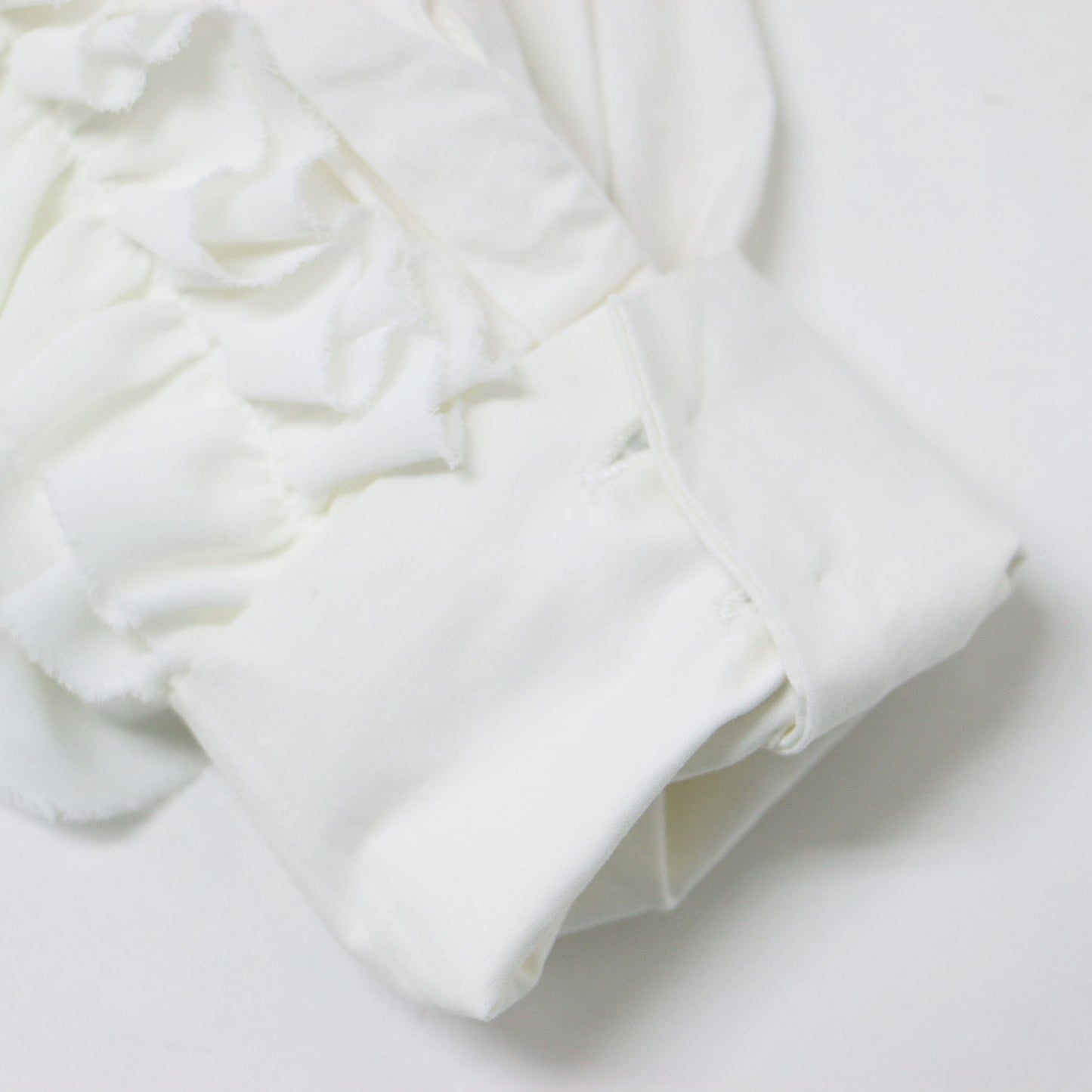 trefle ホイップ ブラウス / 長袖 ギャザー フリル ノーカラー コットン