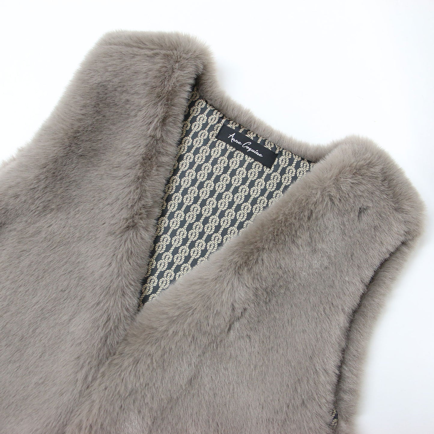 23秋冬 フェイクファー ベスト / ジレ Vネック エコファー