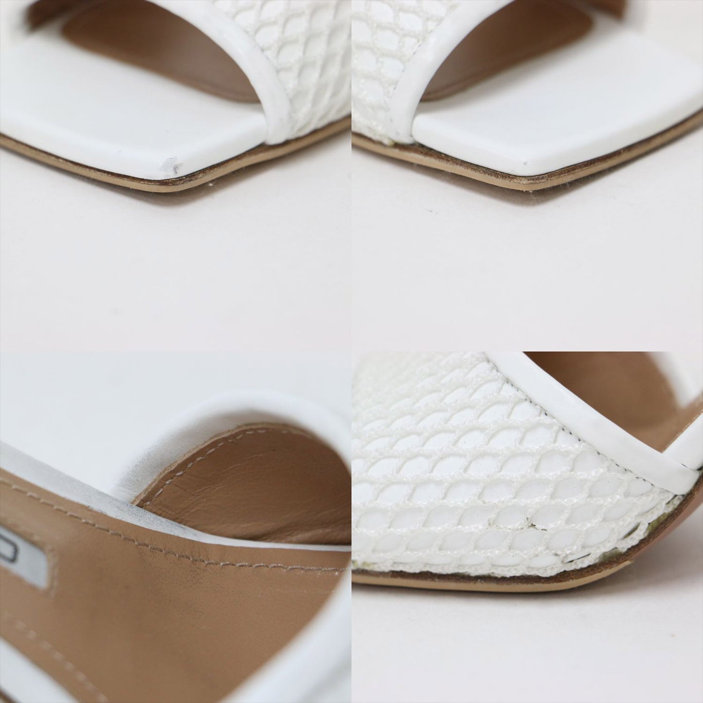 レザー メッシュ コンビ ヒール サンダル / ALICE ミュール スクエアトゥ