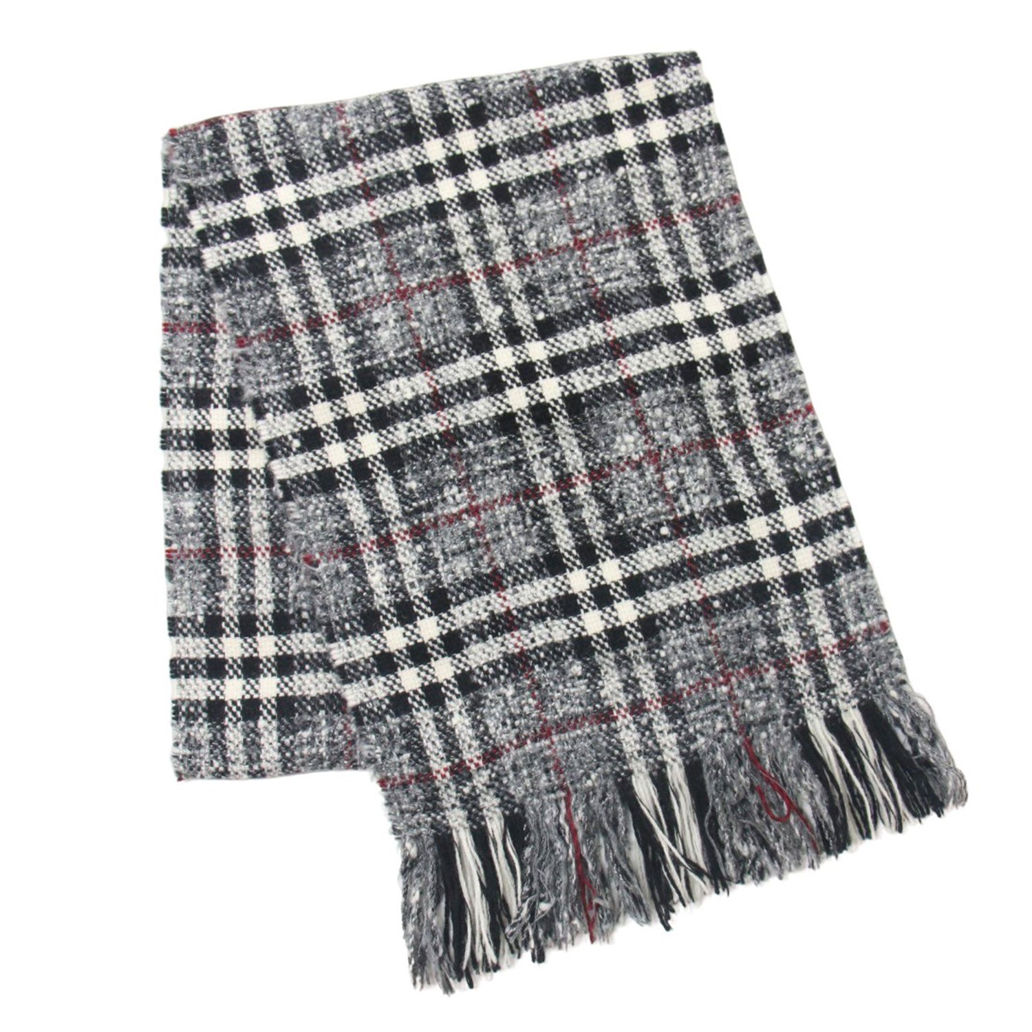 美品✨バーバリー ロンドン モヘヤ マフラー メガチェック フリンジ