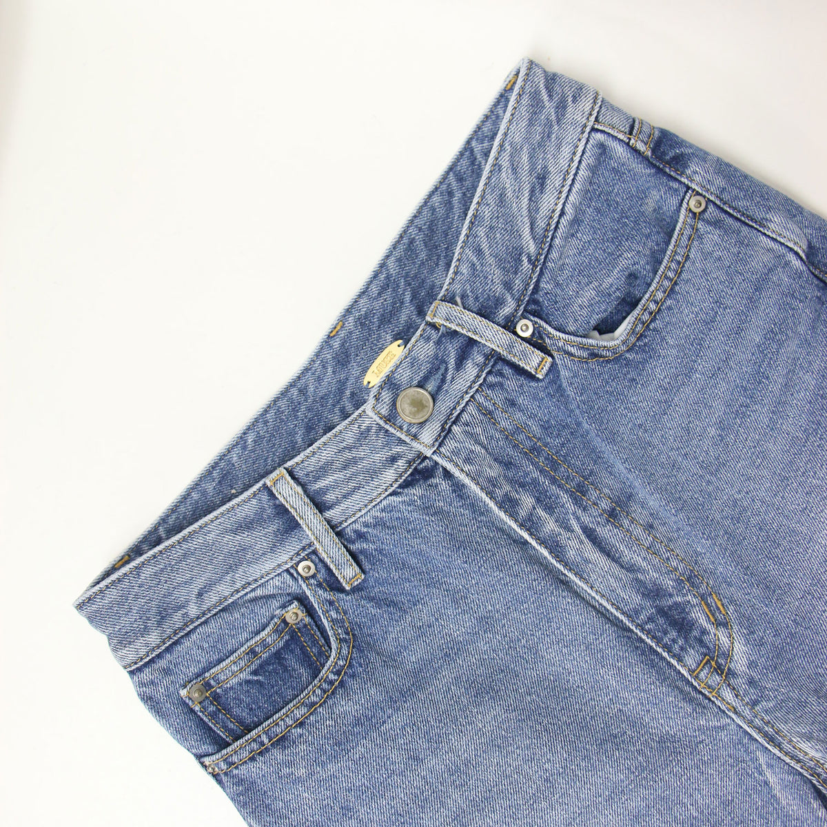 24秋冬 スリム クロップド デニム パンツ / テーパード ハイウエスト コットン