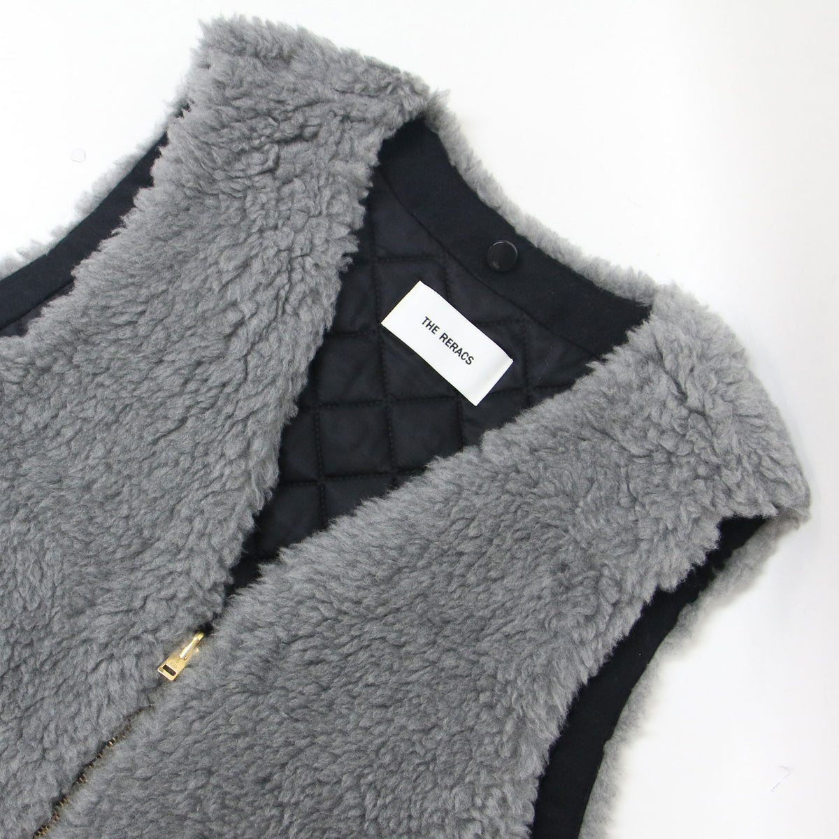× UNITED ARROWS 別注 23秋冬 ボア ライナー / フェイクファーベスト Vネック ジップ ウール