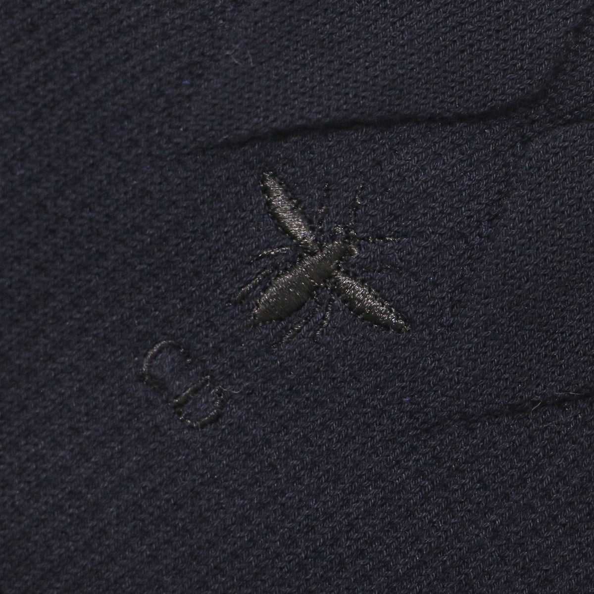ダイヤ模様 コットン 長袖 ニット / クルーネック ビー刺繍入り イタリア製