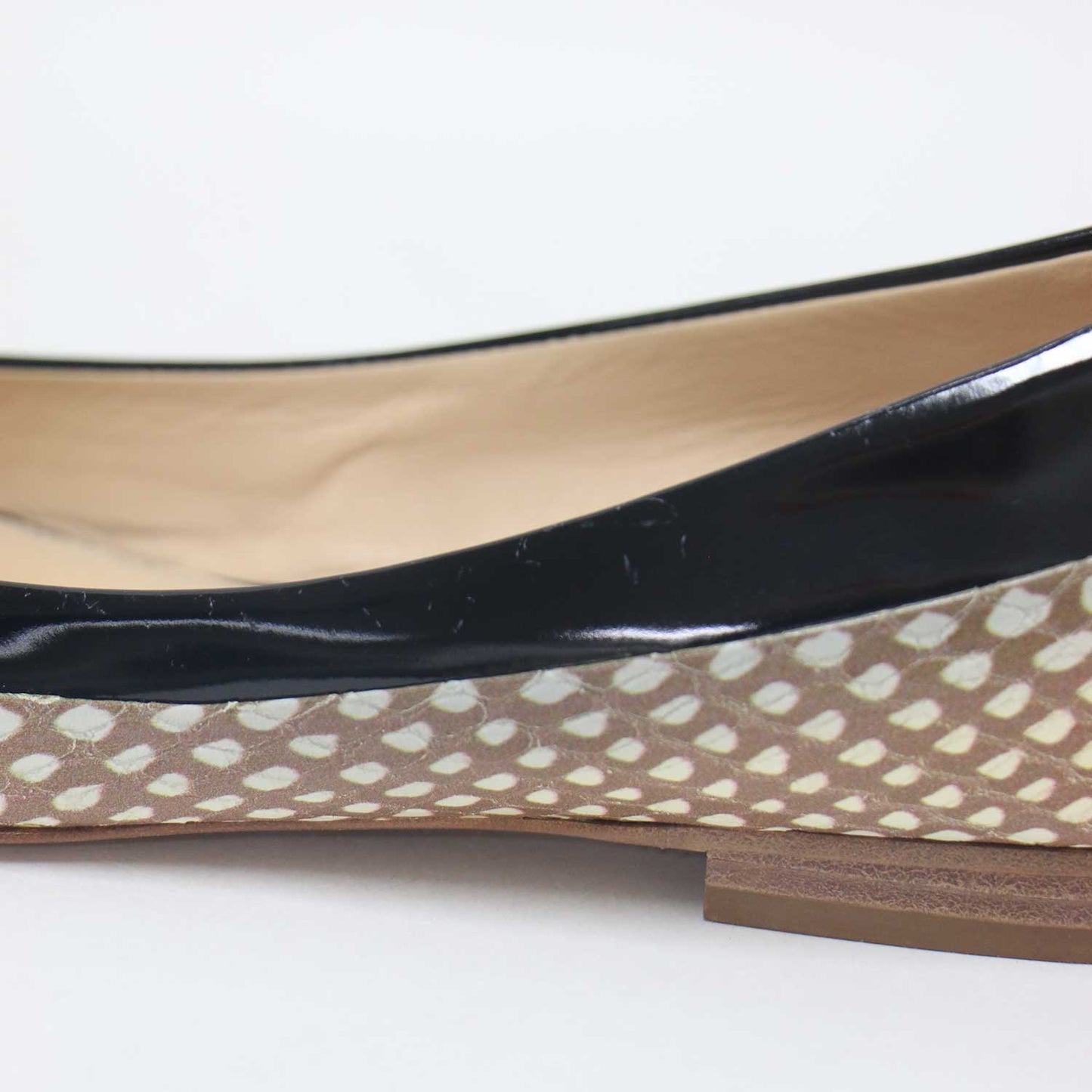 オープントゥ 型押し エナメル パンプス / フラットシューズ レザー パテント