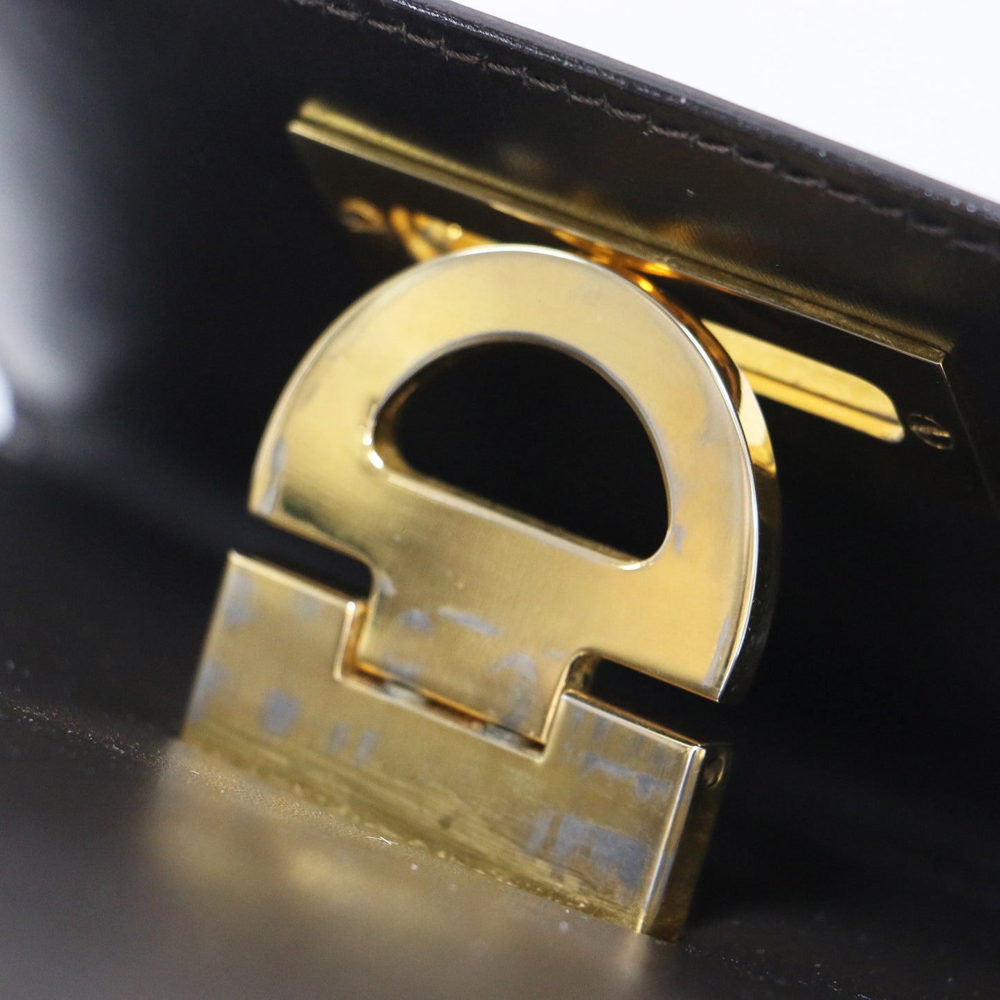 サークル ロゴ ハンドバッグ / トップハンドル フラップ レザー ゴールド金具 ヴィンテージ