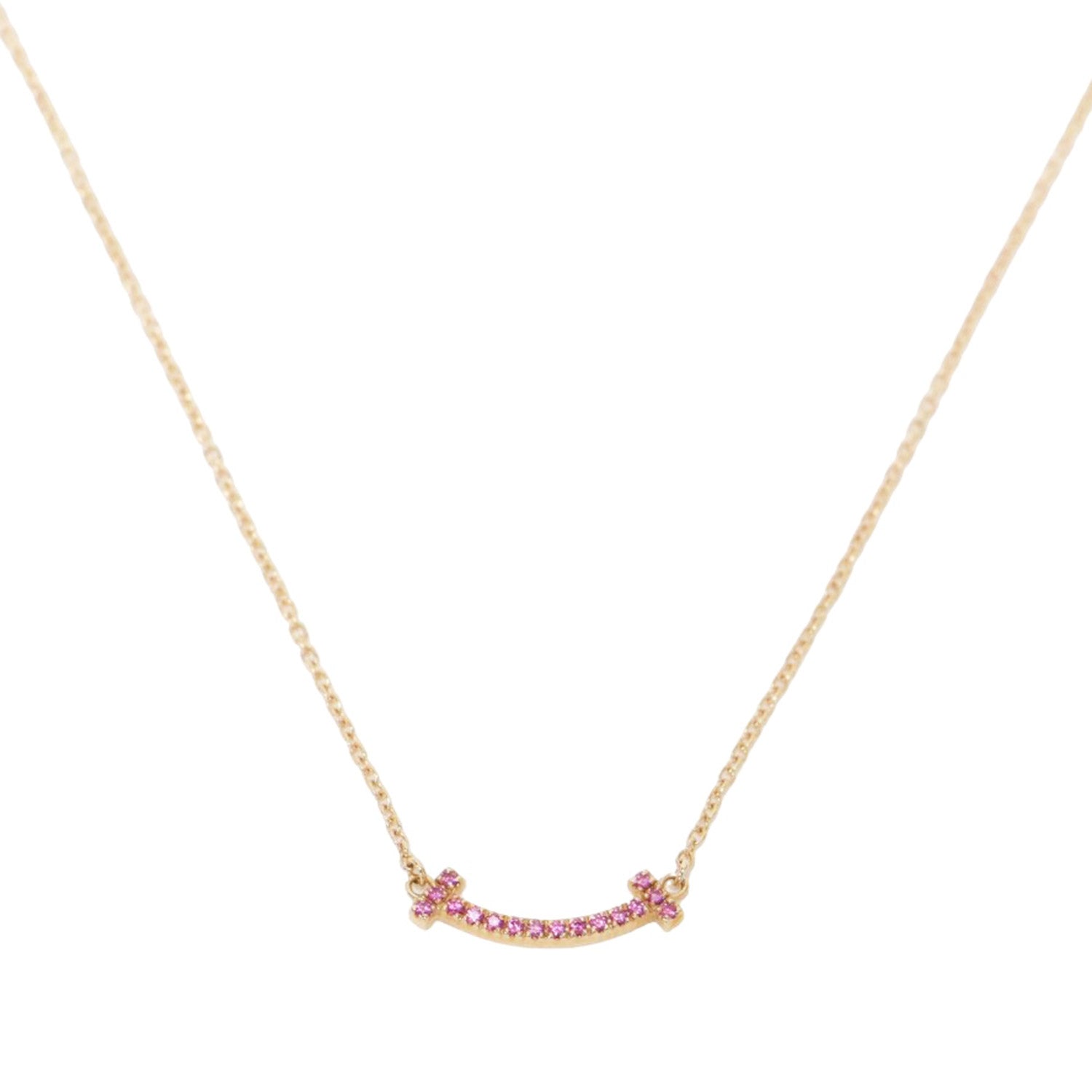 k18PG Tスマイル ネックレス ピンクサファイア TIFFANY&Co