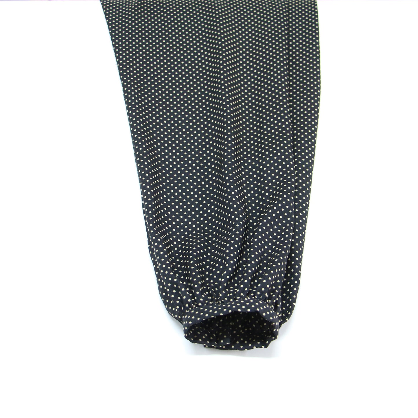 ミニドット プリント ボウタイ ブラウス / 長袖 バックサテン地 ギャザー