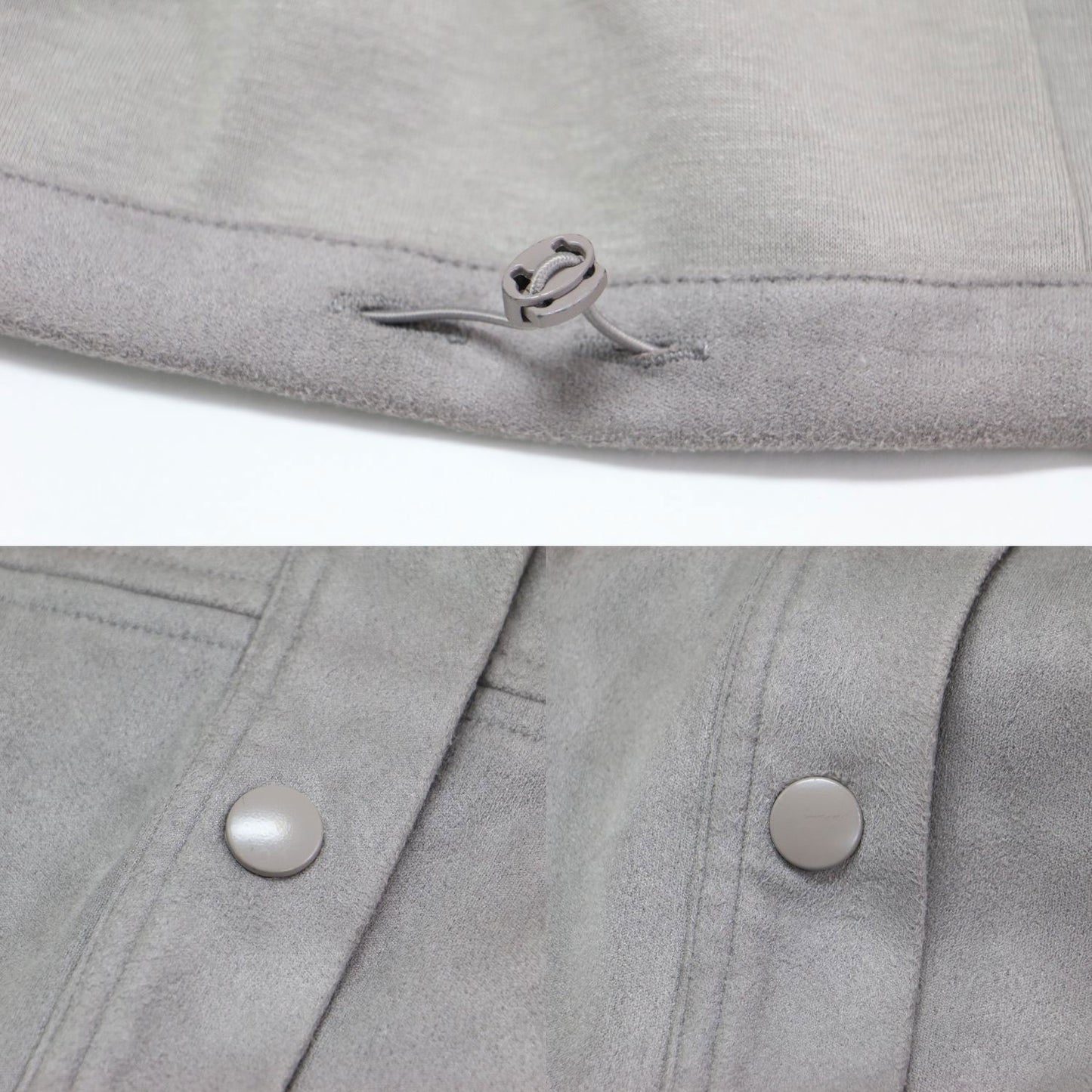 LEISURE エコスウェード フード付き ブルゾン / パーカー 長袖 ワイド ギャザー ドローコード