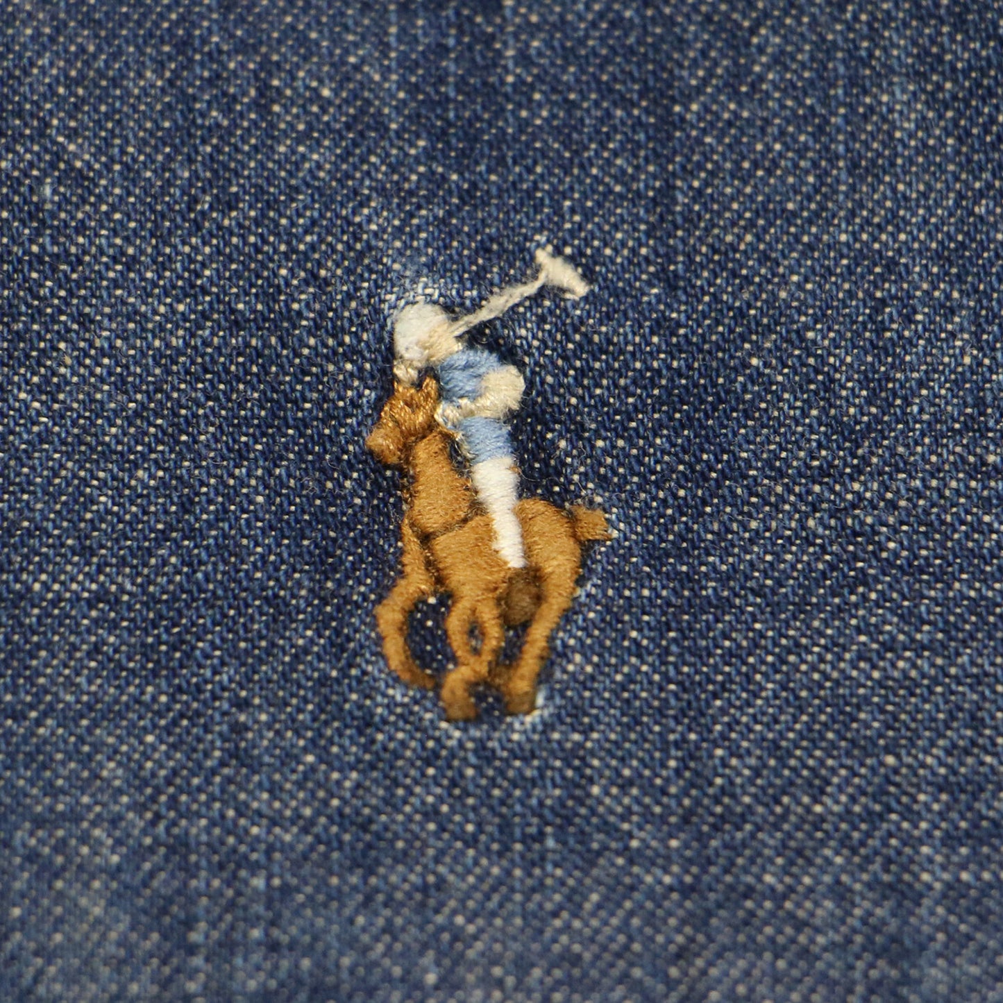 デニム シャツ / 長袖 ボタンダウン ポニー 刺繍 コットン