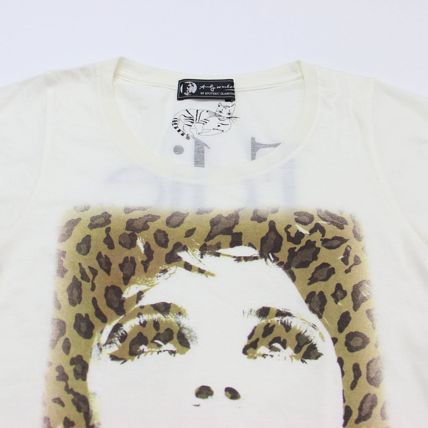 × Andy Warhol レオパード柄 ガール プリント 半袖 Tシャツ / コットン クルーネック カットソー チュニック丈 アンディウォーホル