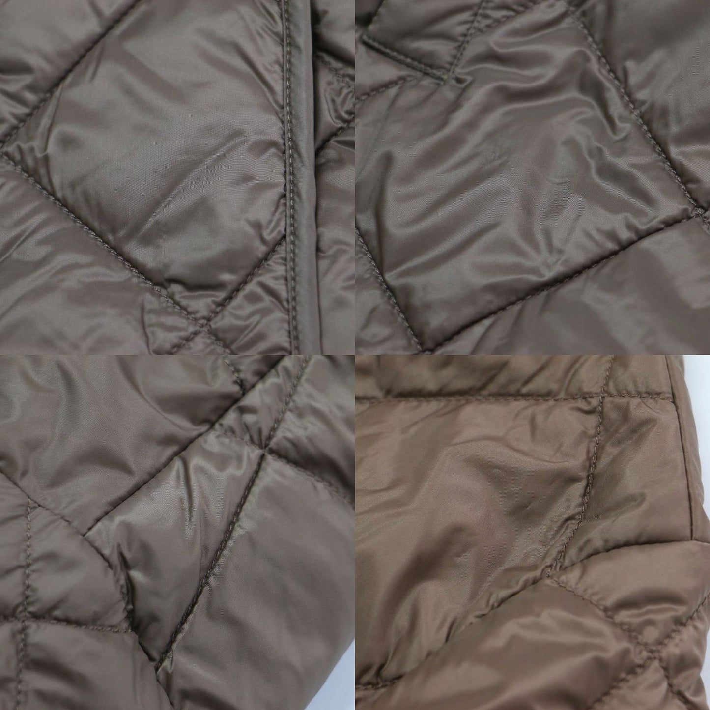 ノーカラー キルティング ダウンコート / The Cube ジャケット 長袖 クルーネック ミドル丈 ギャザー スリット