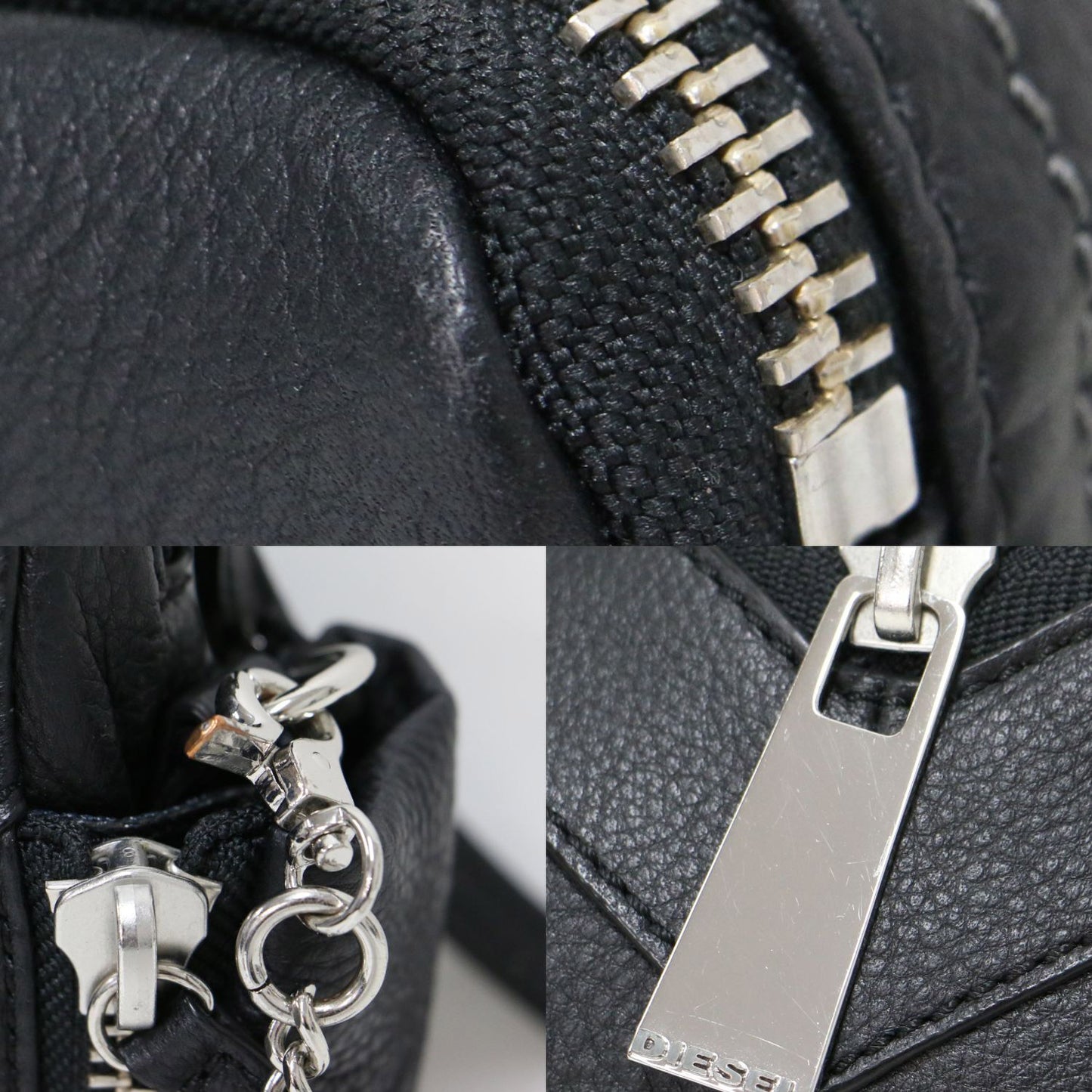 レザー チェーン ショルダーバッグ / LE-BHONNY ジップデザイン ロゴ クロスボディ