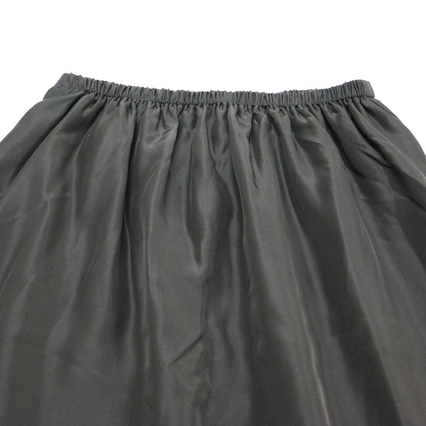 ミモレ サテン フレア スカート / CHARMEUSE SUB PULL ON FL SK ウエストゴム ギャザー シルク