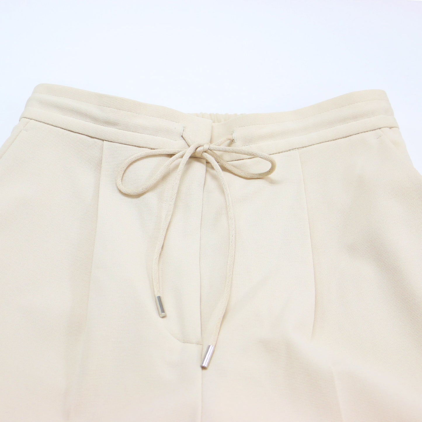 プレシャスモック ドローストリング ストレートパンツ / タックパンツ センタープレス ウエストゴム