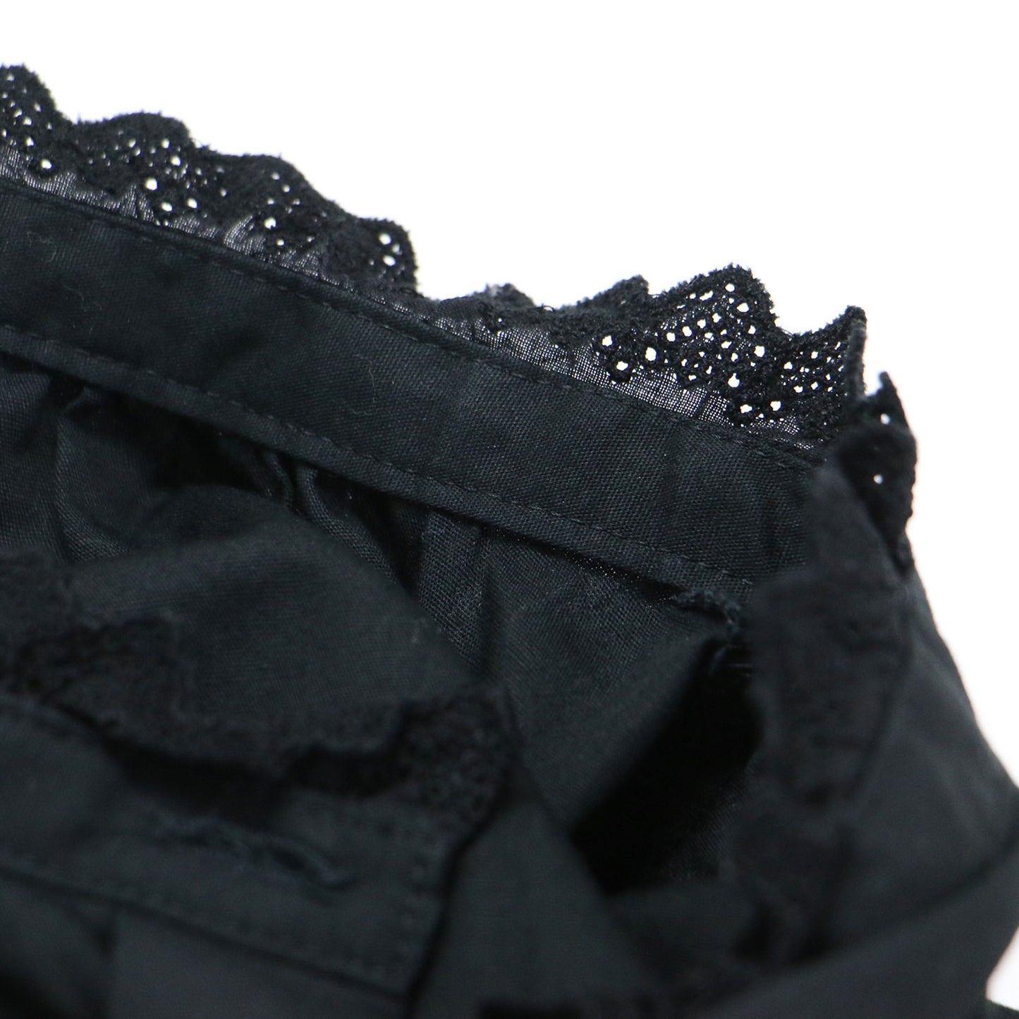 スタンドカラー ロングスリーブ レース ブラウス / シャツ 長袖 タック コットン