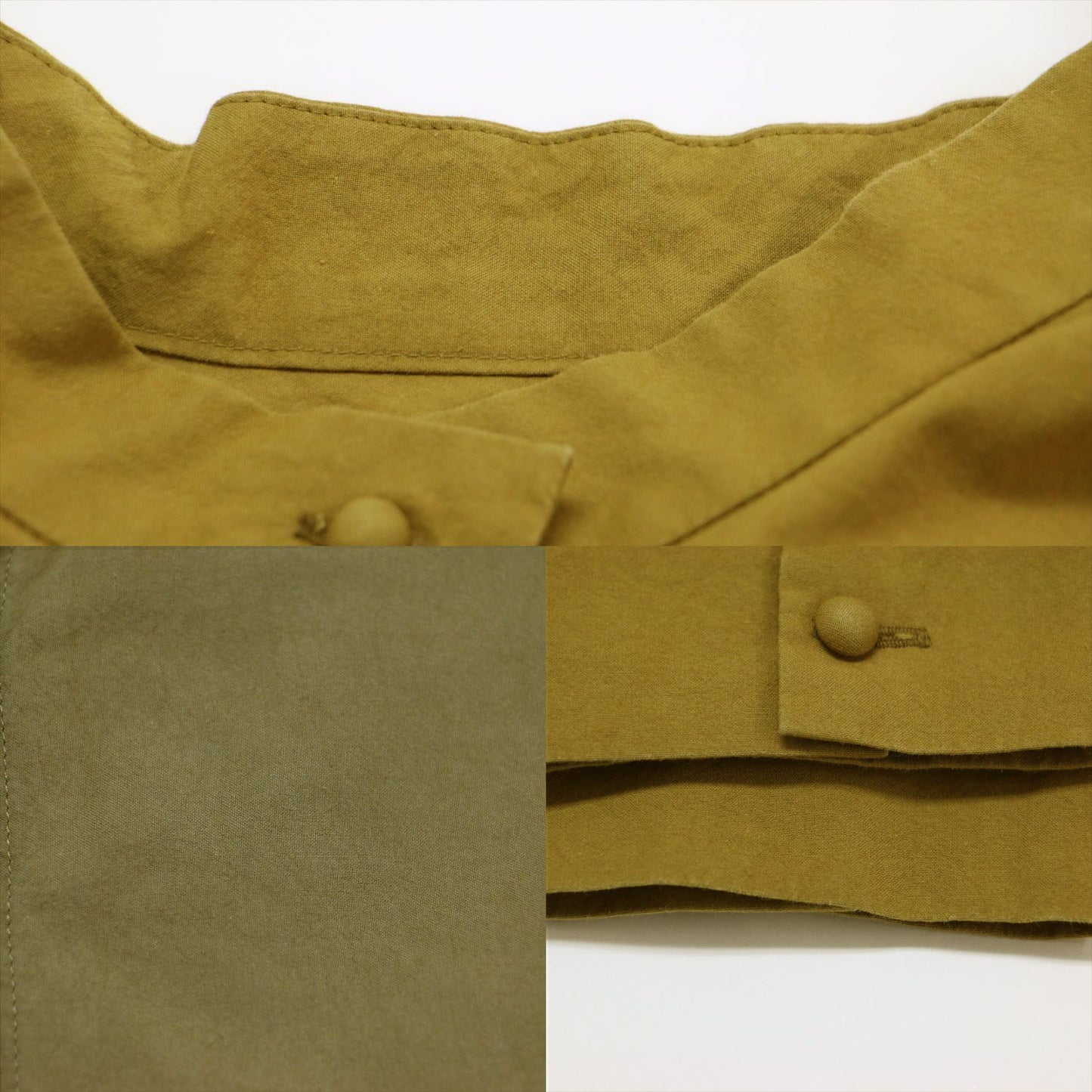 天日干し コットン タック ワンピース / シャツ 長袖 スタンドカラー ドルマンスリーブ ロング丈 Aライン