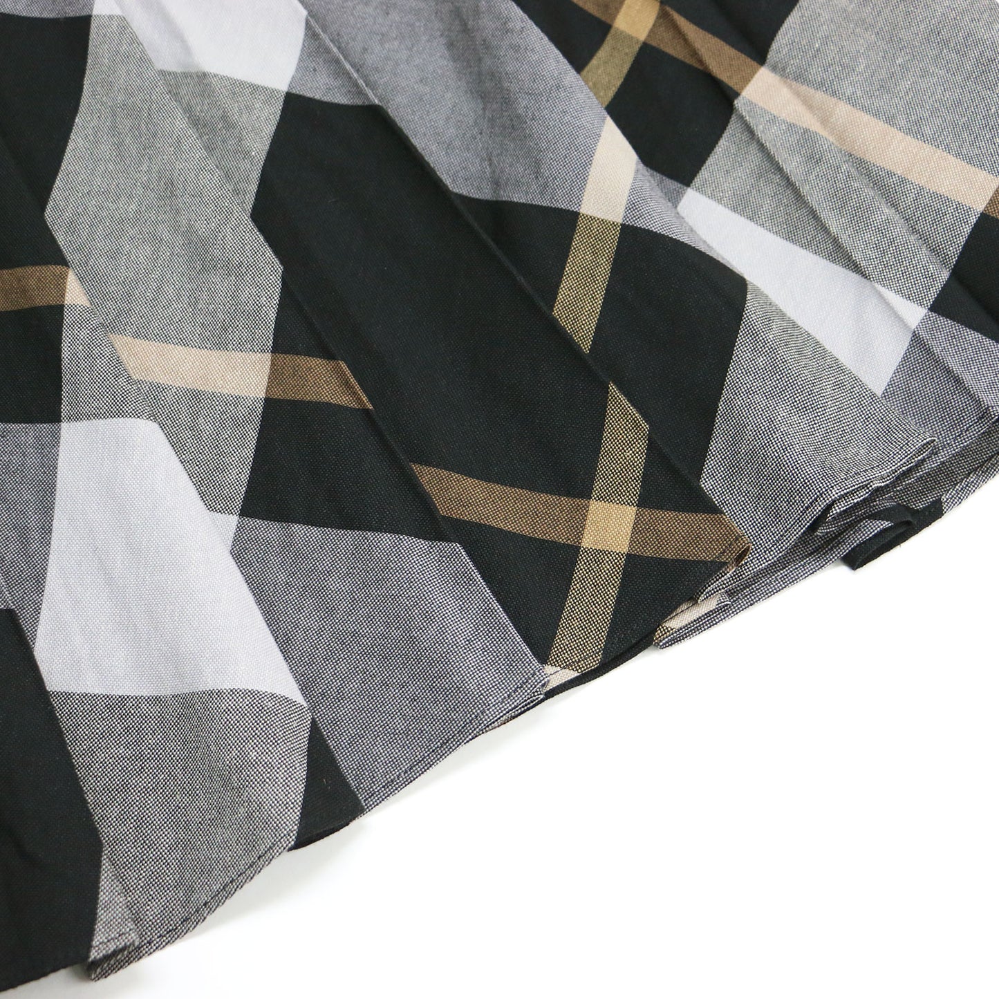 ラージチェック ウール ブレンド プリーツ スカート / LARGE CHECK WOOL BLEND ミディ丈 斜子織 フレア リネン