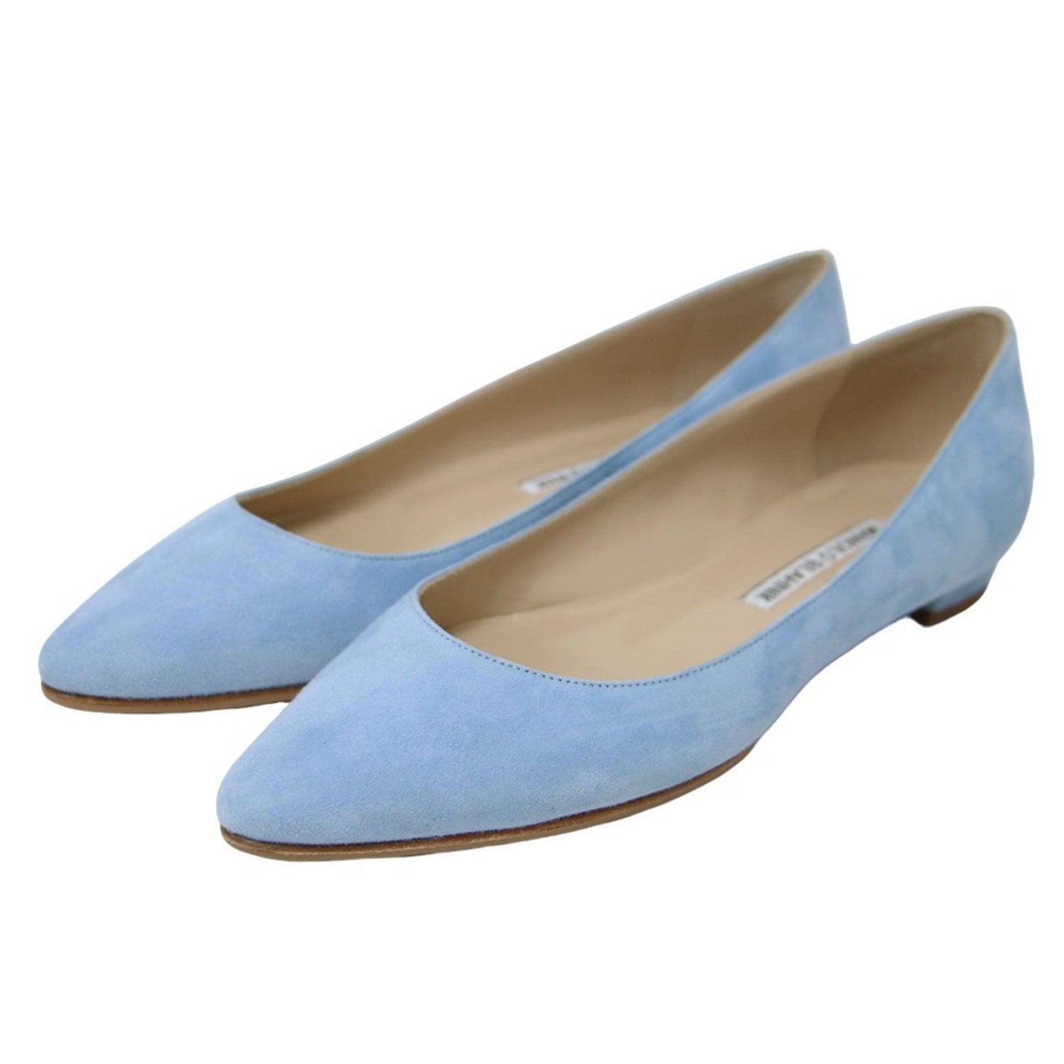 MANOLO BLAHNIK ポインテッドトゥ スエードレザーフラットシューズ