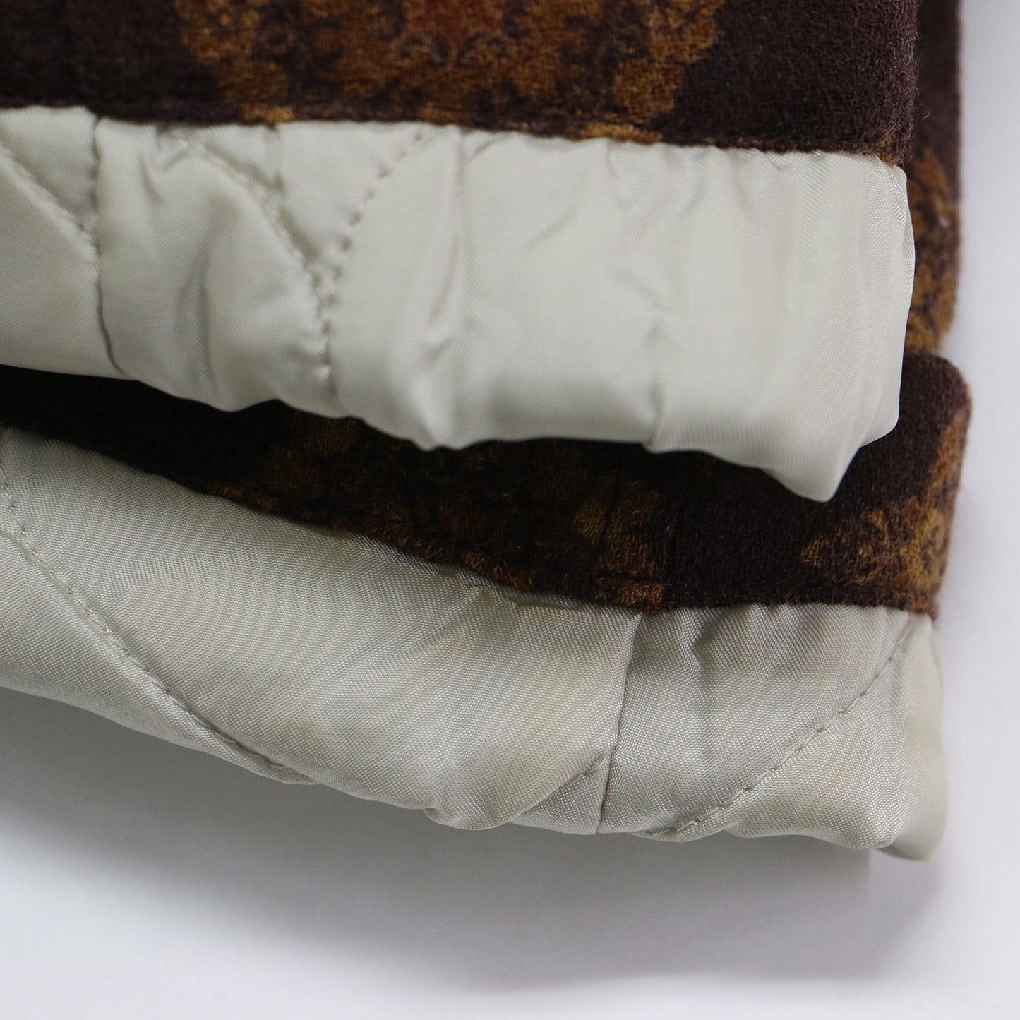 総柄 ショールカラー コート / ジャケット ミディ丈 キルティング ボックスシルエット ウール