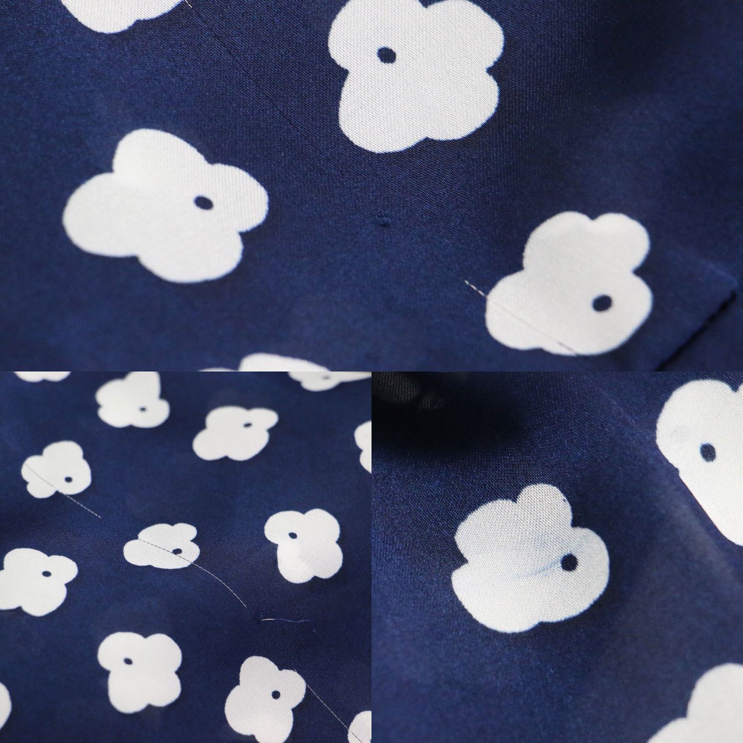 襟付き 花柄 シアー ワンピース / 半袖 ミディ丈 アシンメトリー フレア リボン