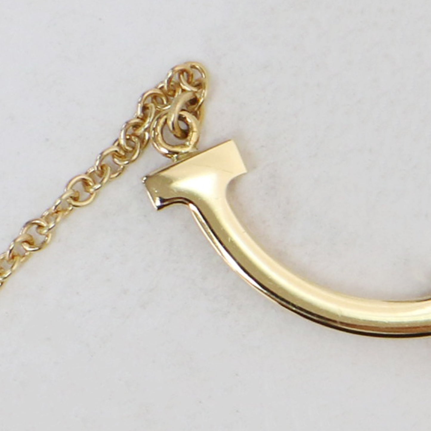 Tスマイル ミニ ダイヤモンド ペンダント ネックレス / K18YG チェーン