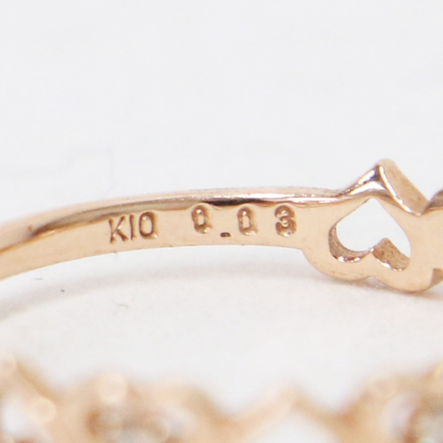 K10 ダイヤモンド リング / 指輪 透かし模様 ハート