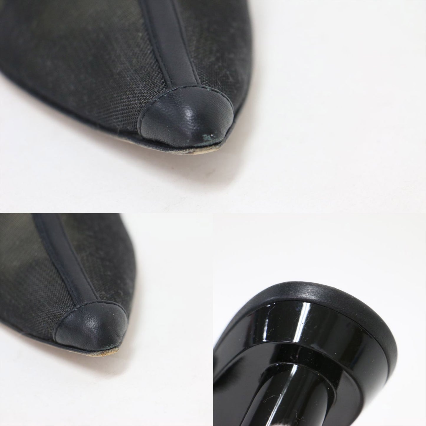 メッシュ ミュール サンダル / ヒール ポインテッドトゥ レザー