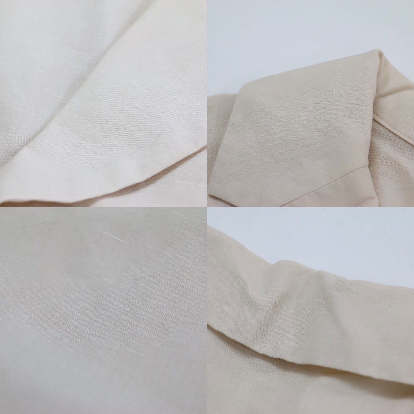 24春夏 リネン コットン ムーブ テーラーカラー オールインワン / サロペット フレンチスリーブ Vネック タック ワイドパンツ