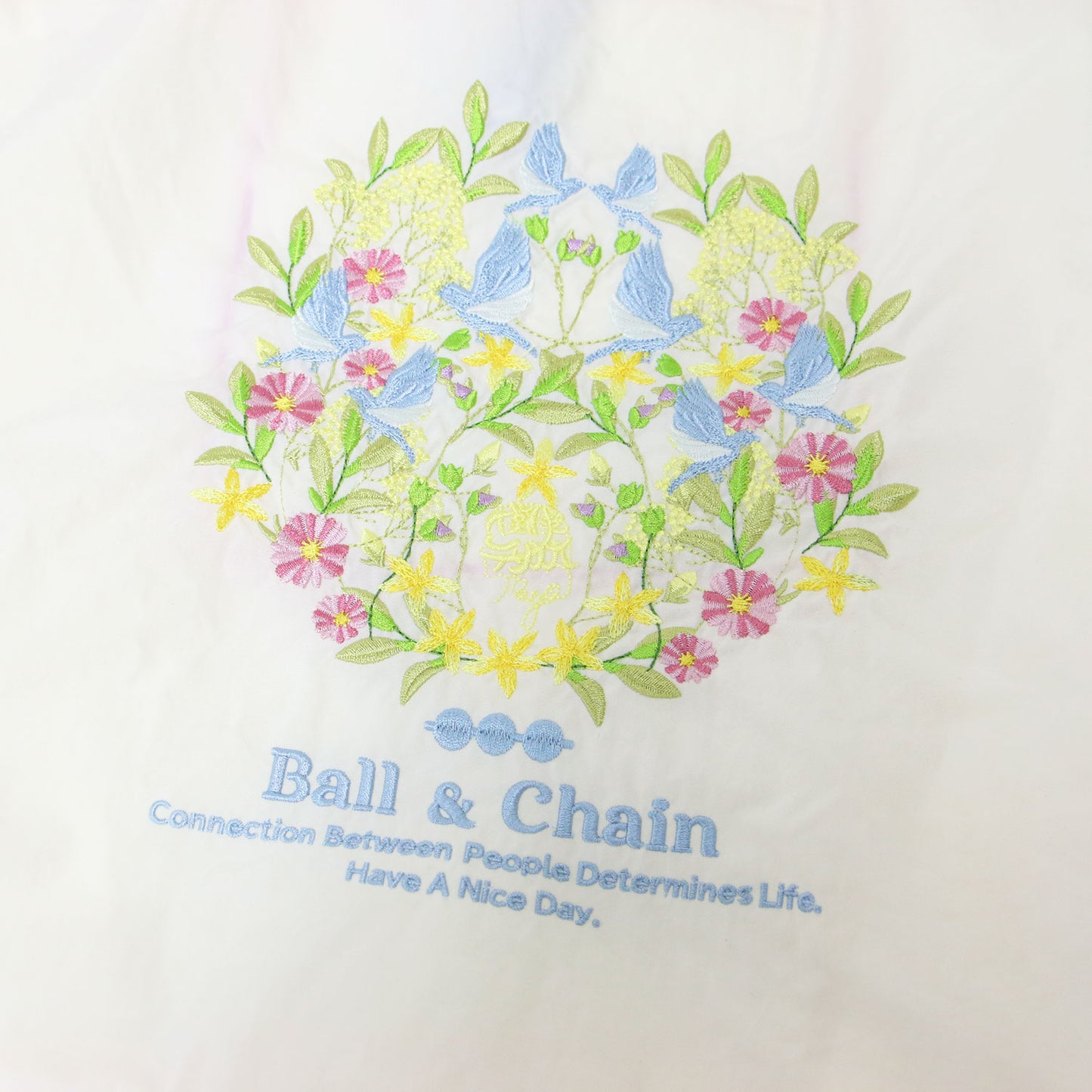 フラワー バード 刺繍 トートバッグ / MAYA LEAF エコバッグ 花 鳥