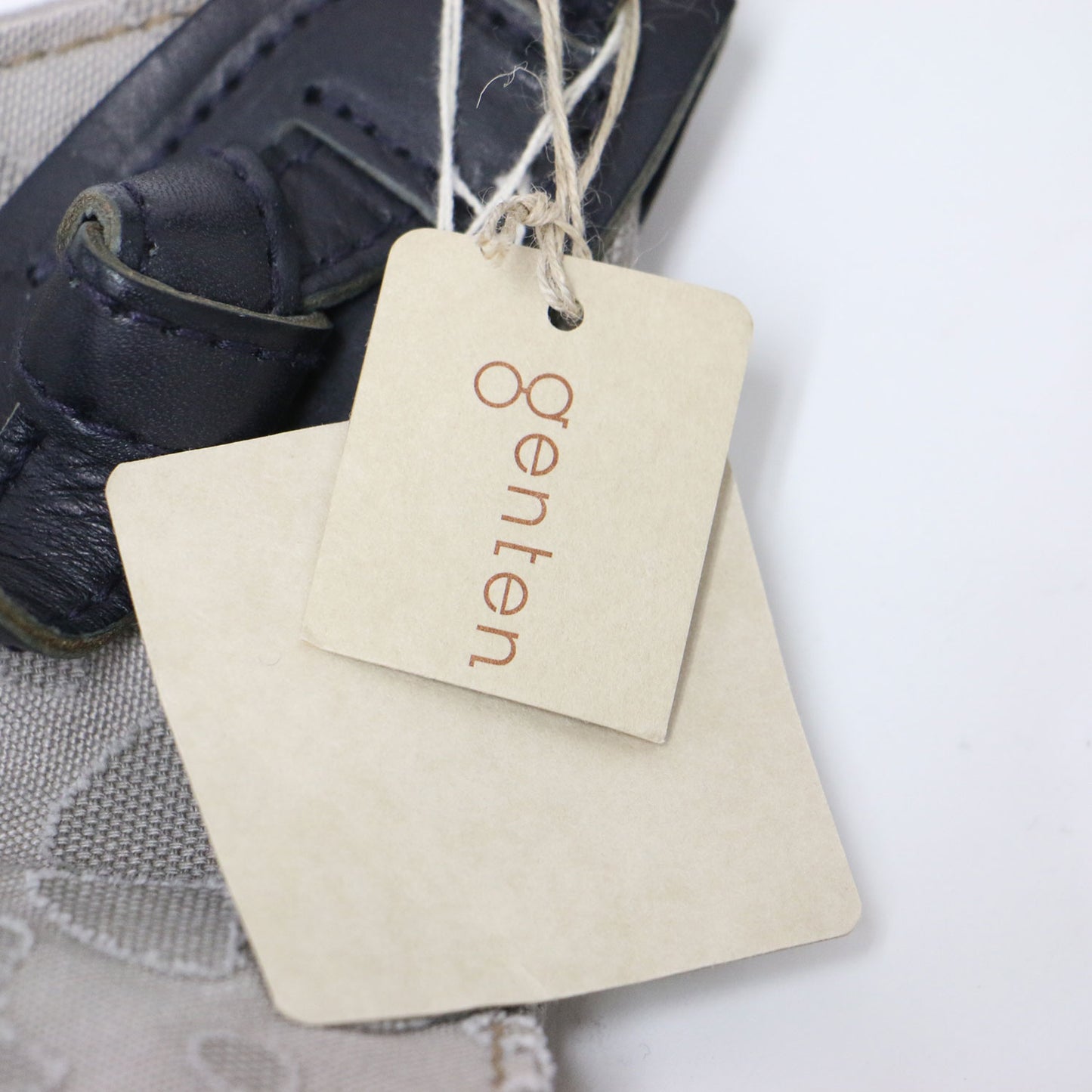 おじゃみ ジャガード ハンドバッグ / トートバッグ 肩掛け 小紋柄 キャンバス 牛革