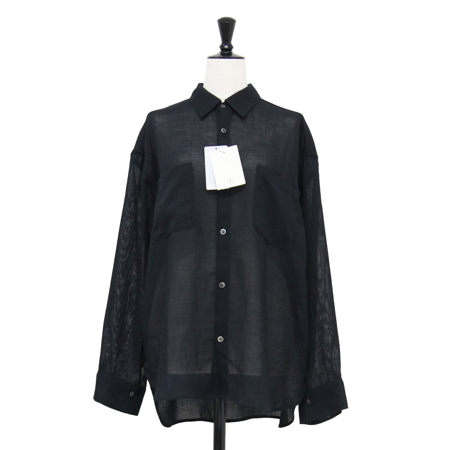 25秋冬 シアー メッシュ シャツ / レギュラーカラー 長袖 オーバー 