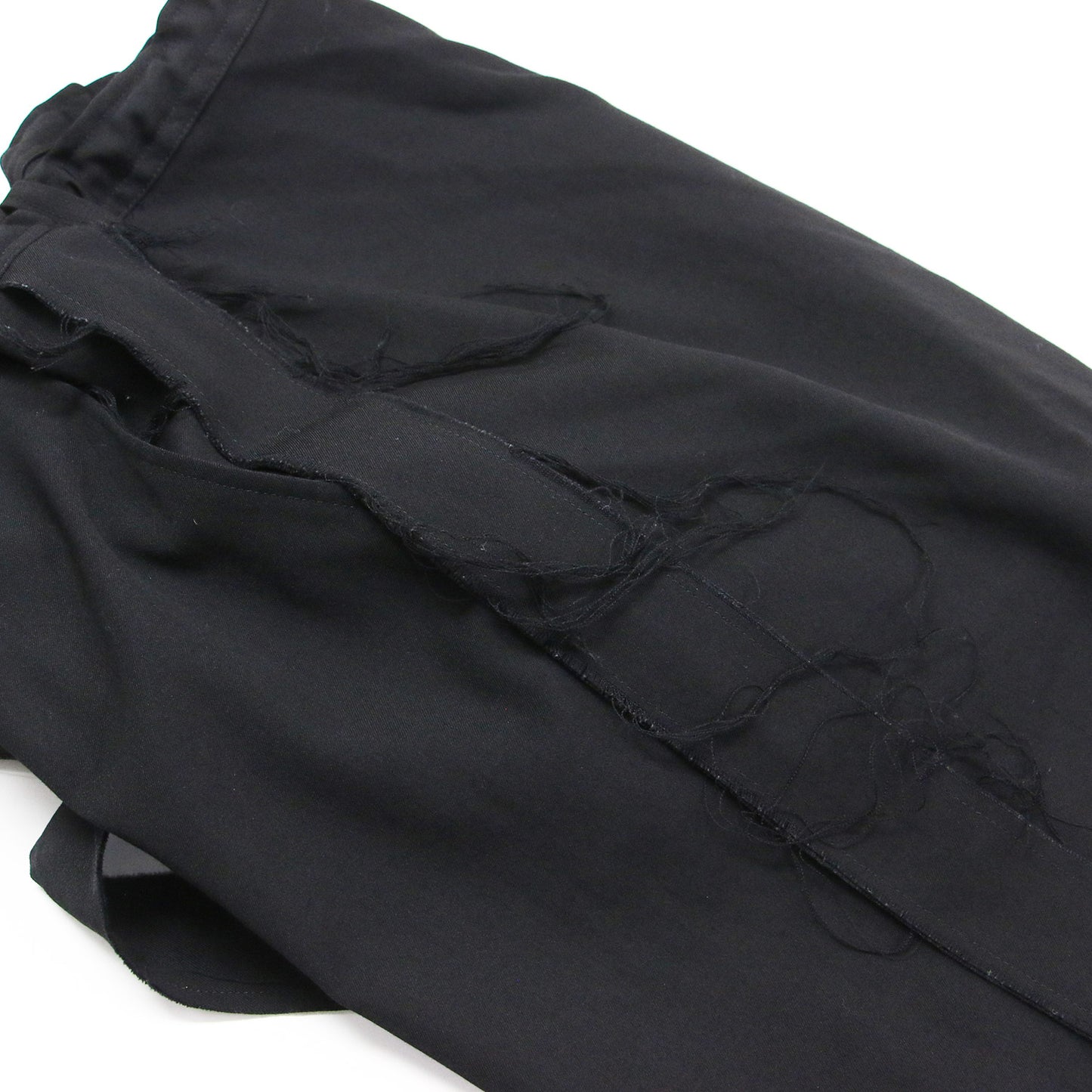 24春夏 Ys ウール ギャバジン サイドパーツ付き パンツ / WOOL GABARDINE SIDE DETAIL PANTS テーパード ウエストゴム カットオフ