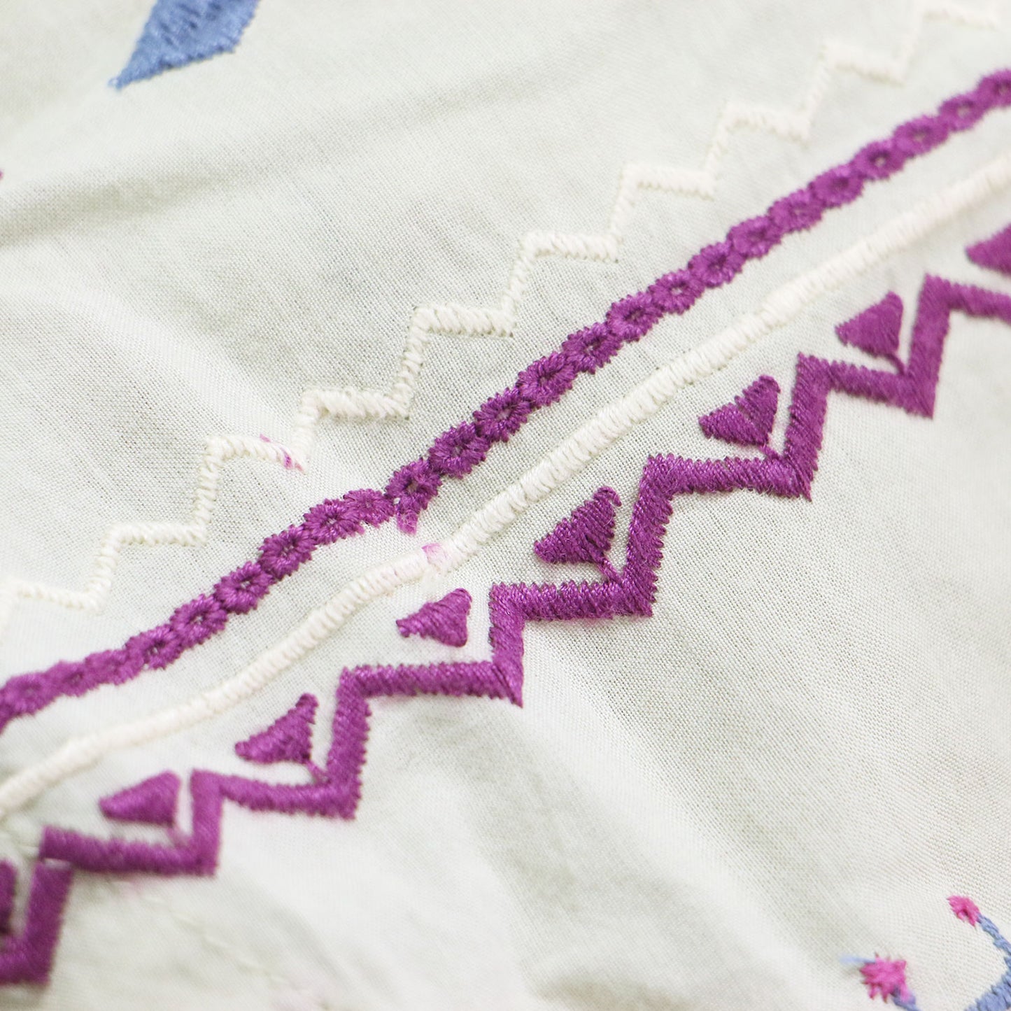 総刺繍 オフショルダー ワンピース / ミディ丈 七分袖 フレア エンブロイダリー コットン