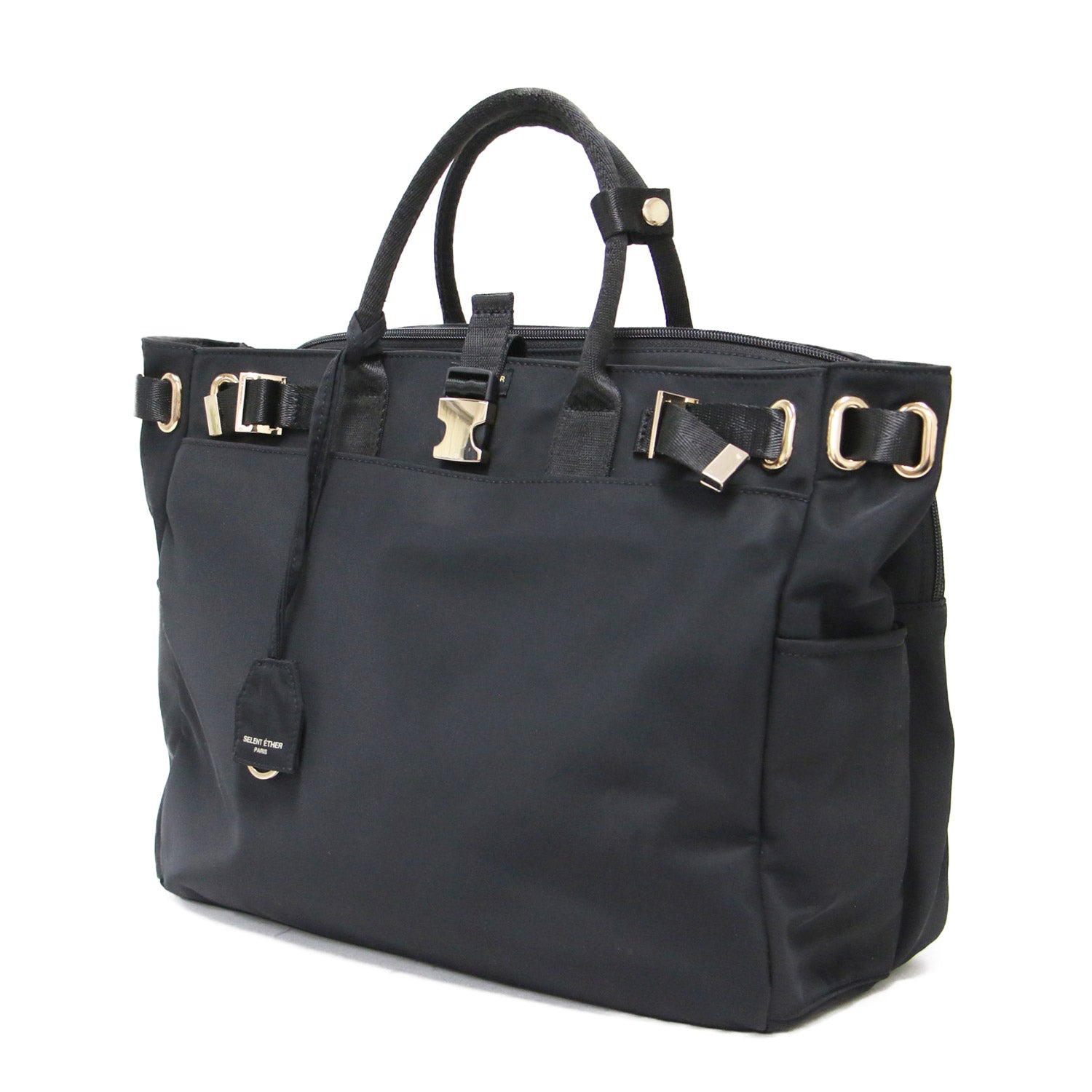 SELENT ETHER セレーンエーテル バッグ | ナイロン 2WAY トートバッグ | PASSION30 | ハンドバッグ ショルダー 肩掛け クロスボディ | ブラック ゴールド | ブランド カバン【レディース】【中古】【K4664】 ナイロン 2WAY トートバッグ / PASSION30 ハンドバッグ ショルダー