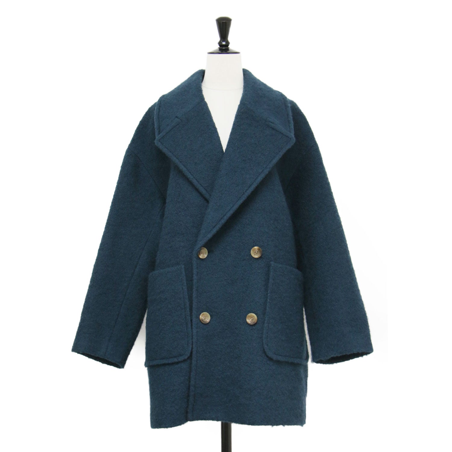 MACPHEE マカフィー コート ダークグリーン サイズ:36(9号) | 23秋冬 シープパイル オーバーサイズド Pコート | ミドル丈 オーバーサイズ ドロップショルダー パイル編み | アウター ジャケット 上着【レディース】【中古】【K4662】 23秋冬 シープパイル オーバーサイズド Pコート / 長袖 ミドル丈