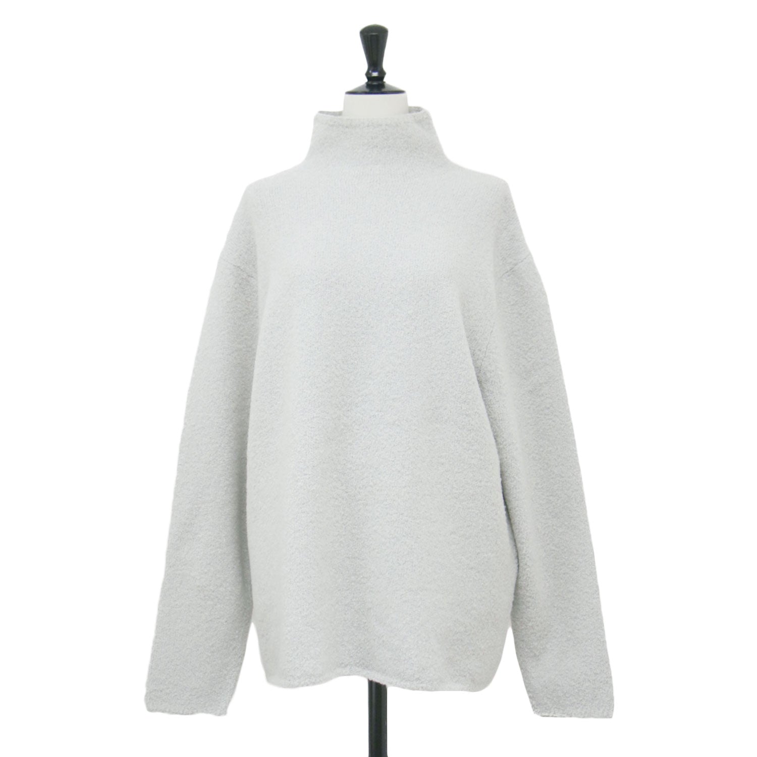 23秋冬 ウール シルク ストレッチ ブークレー ビルドネック プル  