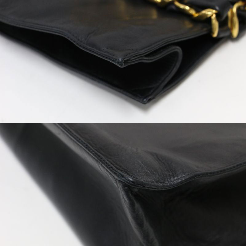 ラムレザー ココマーク トートバッグ / ショルダーバッグ 肩掛け デカココマーク チェーン