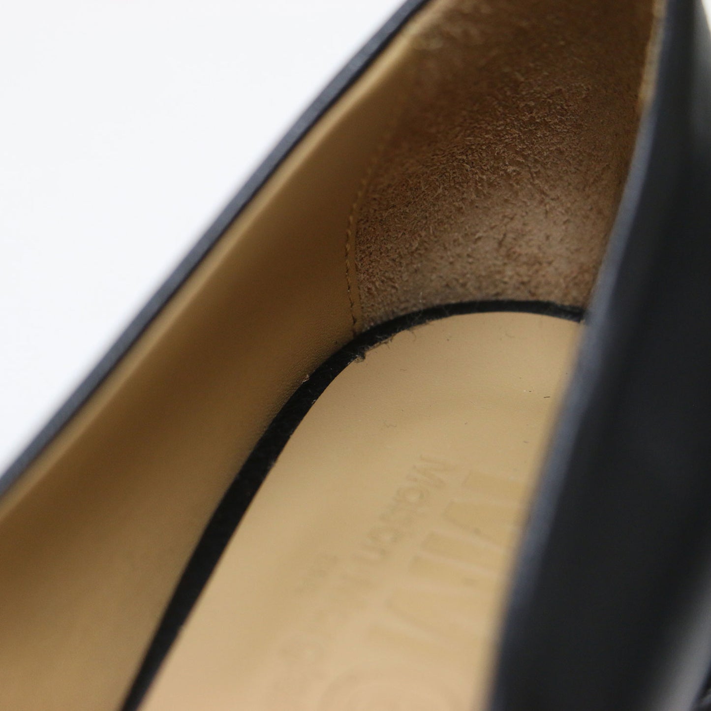 レザー プラットフォーム パンプス / チャンキーヒール ラウンドトゥ ボリュームソール