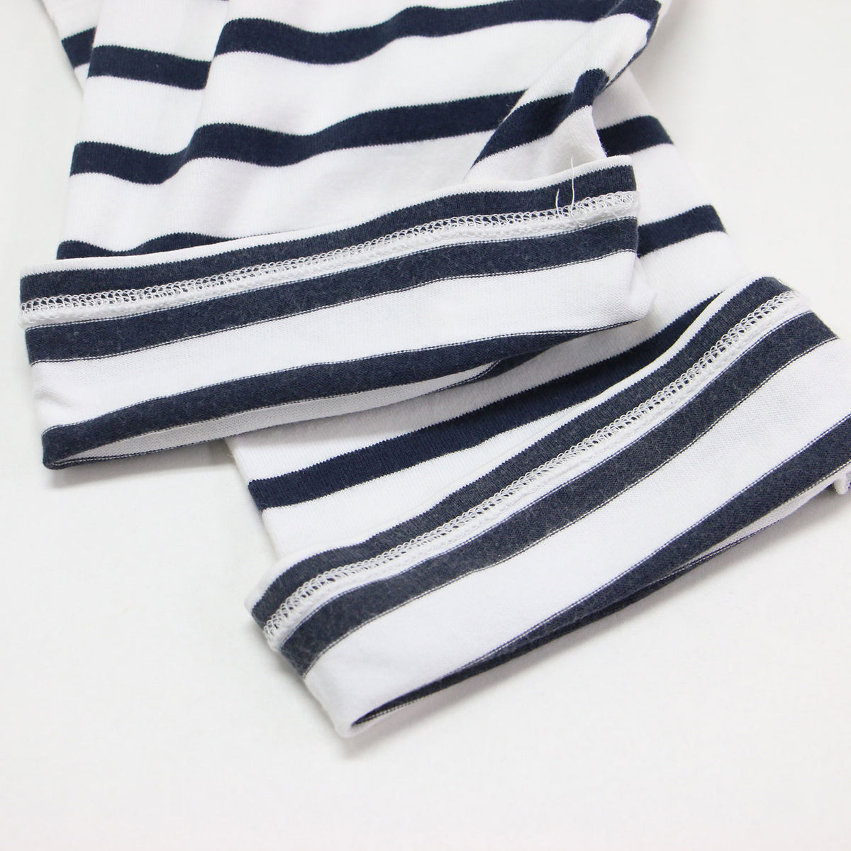 パネル ボーダー 長袖 Tシャツ / カットソー ロングスリーブ ボートネック オーバーサイズ コットン