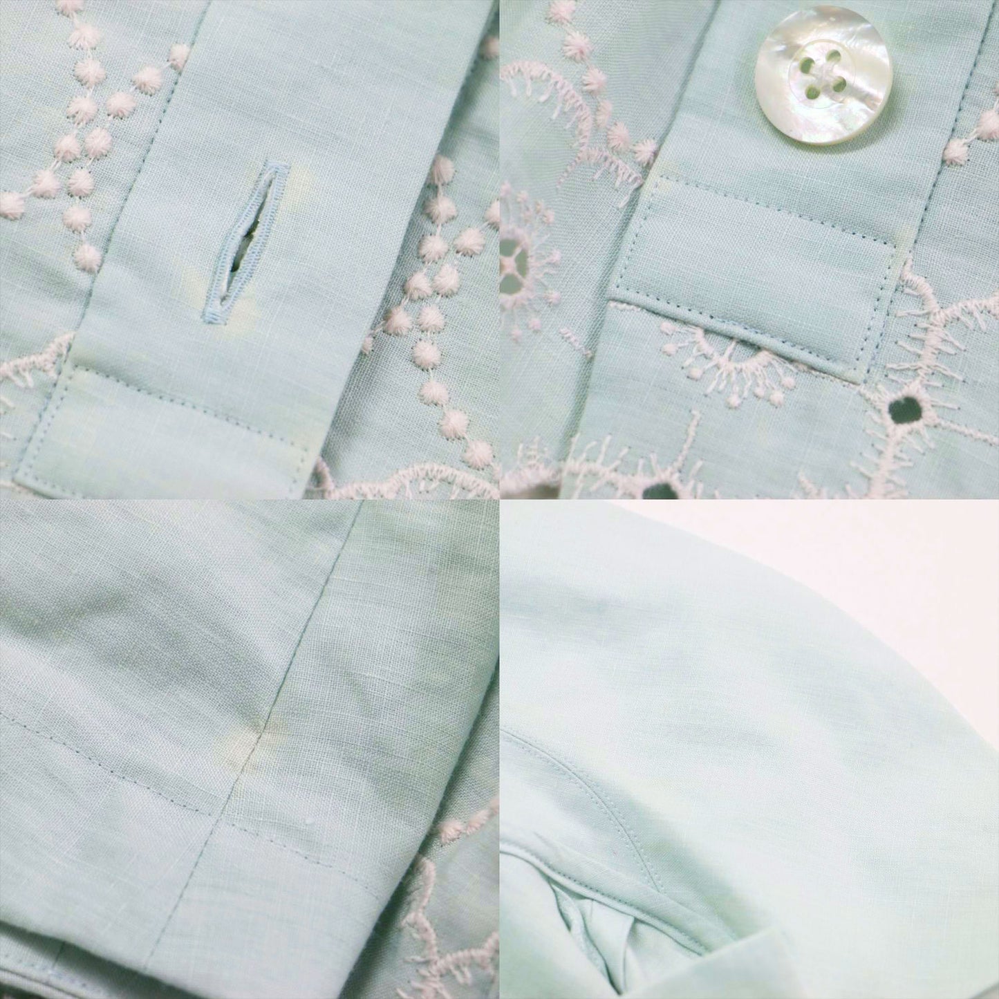 リネン 刺繍 ステンカラーコート / ジャケット 長袖 ドロップショルダー 花柄 ワイド