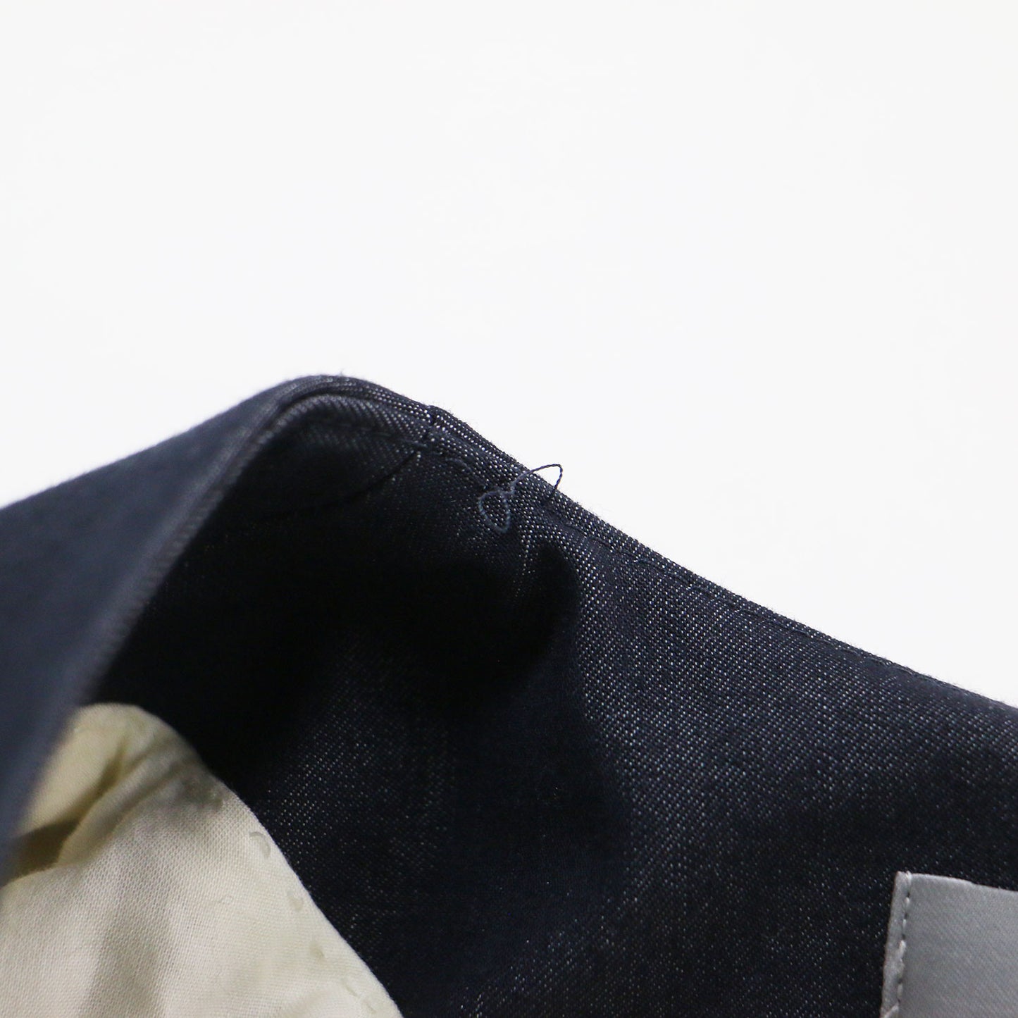 コットン ノーカラー ダブル デニムジャケット / DENIM.BLUE.SUITING JAME Vネック 長袖 ストレッチ