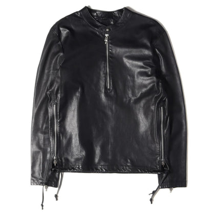 ダガージッププルオーバーラムスキンレザーライダースジャケット(EZ RIDER)