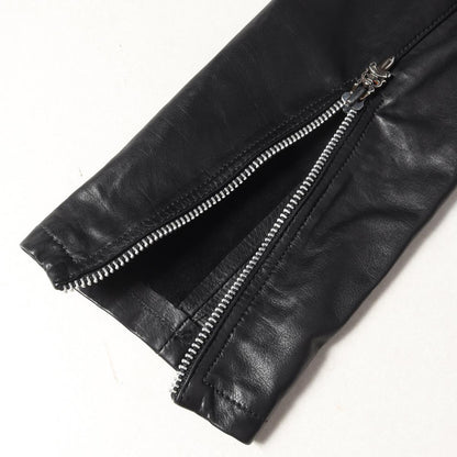 ダガージッププルオーバーラムスキンレザーライダースジャケット(EZ RIDER)