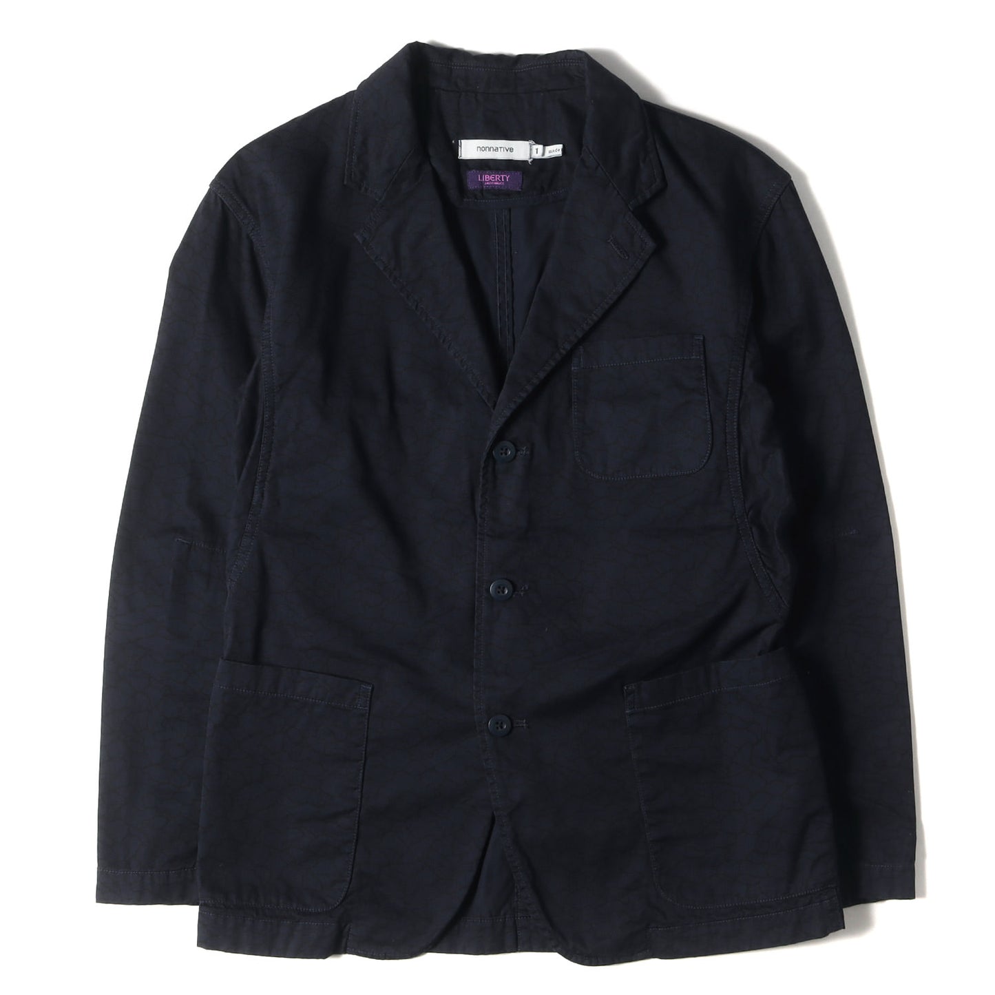 18SS ×LIBERTY 総柄ファブリック コットン 3つボタン テーラードジャケット(MANAGER JACKET COTTON TWILL LIBERTY PRINT OVERDYED/NN-J3306)