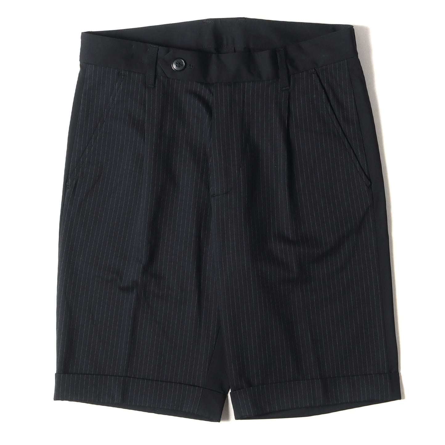 21SS ピンストライプ コンビ 1タック ストレッチ スラックス ショーツ(COMFY COMBI SHORTS)