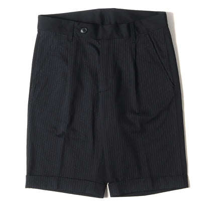 21SS ピンストライプ コンビ 1タック ストレッチ スラックス ショーツ(COMFY COMBI SHORTS)