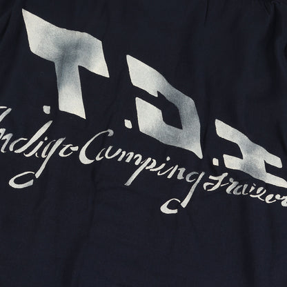 20SS I.C.T インディゴ染め ステンシル プリント オープンカラー レーヨンシャツ(FREE EDGE SHIRT S/S)