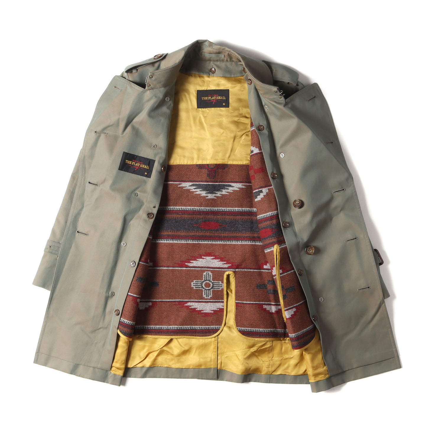 17AW MKレーベル ネイティブ柄ライナー付き 玉虫カラー ツイル トレンチコート